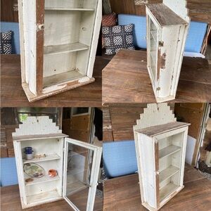 Vintage Wall Cabinet Curio Boho Antique Wood Medicine Cabinet Altar